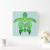 トライバルシータートルホヌ スクエア壁時計 (ホーム)