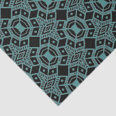 トライバルジェムズブラック&ティール（緑がかった色）パターンティッシュペーパー 薄葉紙 (詳細)