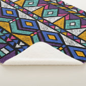 トライバルジオメトアステカリ:カラフルヴィンテージパターン シェルパブランケット (3/4)