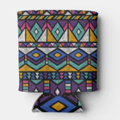 トライバルジオメトアステカリ：カラフルヴィンテージパターン 缶クーラー (裏面)