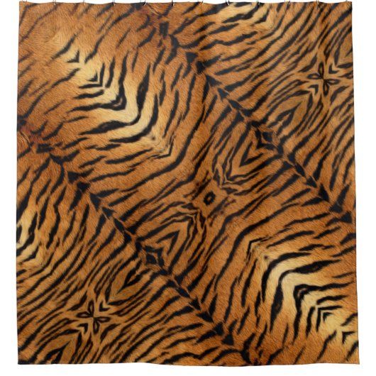 トライバルジャングル動物の毛皮タイガープリント シャワーカーテン (正面)