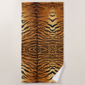トライバルジャングル動物の毛皮タイガープリント ビーチタオル (正面)