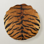 トライバルジャングル動物の毛皮タイガープリント ラウンドクッション (裏面)