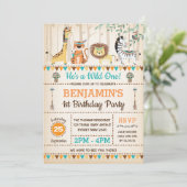 トライバルジャングル素朴アニマルワイルドワンの誕生日 招待状 (スタンド正面)