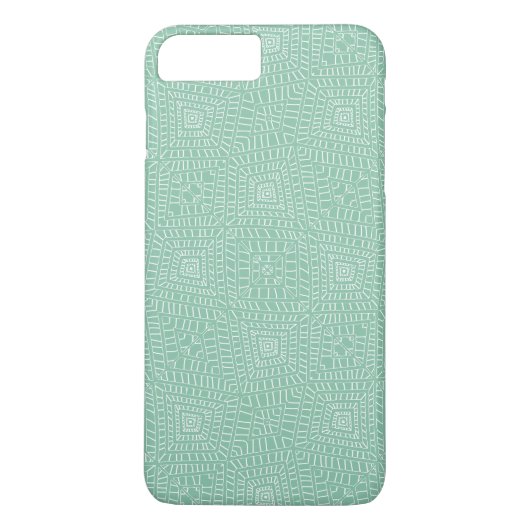 トライバルスクウェアティール(緑がかった色) Case-Mate iPhoneケース (裏面)