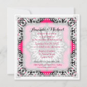 トライバルスタイリッシュホットピンク+ブラック結婚式招待状 招待状 (裏面)
