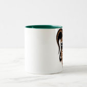 トライバルスタイリッシュマスクイラストレーション ツートーンマグカップ (中央)