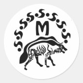 トライバルストライプのハイエナモノグラム ラウンドシール (正面)