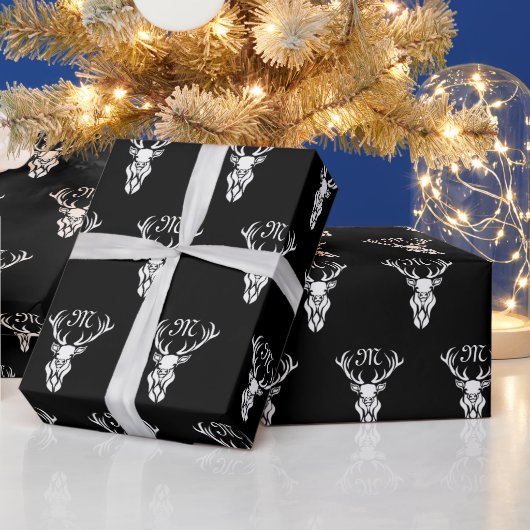 トライバルスノースタグホワイトシルエット ラッピングペーパー (クリスマス)