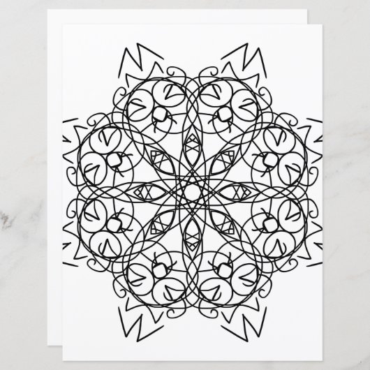 トライバルスノーフレークマンダラカラーリングページ (正面/裏面)