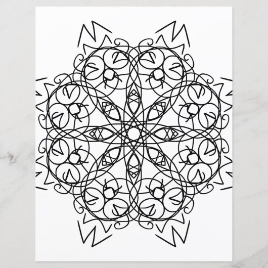 トライバルスノーフレークマンダラカラーリングページ (正面)