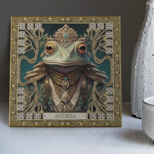 トライバルスピリットカエルのカスタマイズ可能なアートアルタルピース タイル