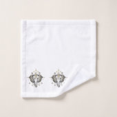 トライバルゾウイラストレーション バスタオルセット (ウォッシュタオル)