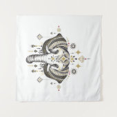 トライバルゾウ頭イラストレーションタペストリー タペストリー (正面(横))