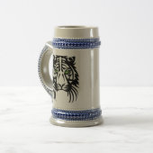トライバルタイガータトゥー白黒 ビールジョッキ (正面左)