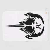 トライバルタトゥーの馬蹄蟹スタイル ゴルフタオル (横)