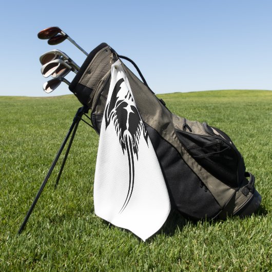 トライバルタトゥーの馬蹄蟹スタイル ゴルフタオル (グリーン)