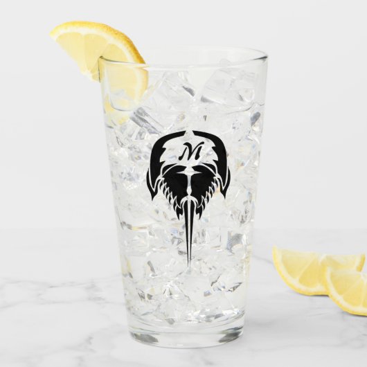 トライバルタトゥーの馬蹄蟹スタイル タンブラーグラス (アイス正面)