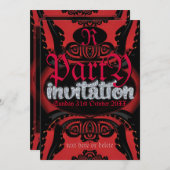 トライバルタトゥーゴシックブラックレッド招待状 招待状 (正面/裏面)