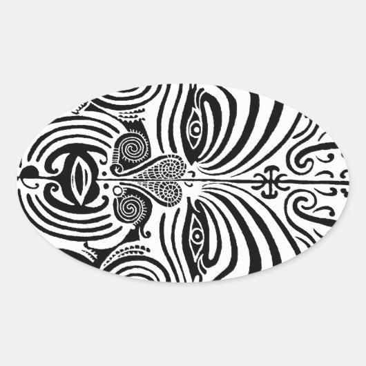 トライバルタトゥーデザイン – ニュージーランドマオリ 楕円形シール (正面)