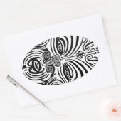 トライバルタトゥーデザイン – ニュージーランドマオリ 楕円形シール (封筒)