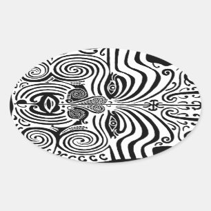 トライバルタトゥーデザイン – ニュージーランドマオリ 楕円形シール