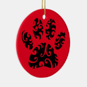 トライバルタトゥードッグポープリント セラミックオーナメント (右)