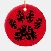 トライバルタトゥードッグポープリント セラミックオーナメント (裏面)