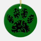 トライバルタトゥードッグポープリント セラミックオーナメント (正面)