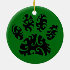 トライバルタトゥードッグポープリント セラミックオーナメント