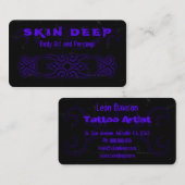 トライバルタトゥーブラックとパープルの名刺 名刺 (正面/裏面)