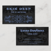 トライバルタトゥーブラックとブルーグレーカスタムカラー 名刺 (正面/裏面)