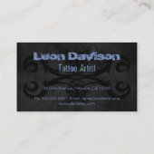 トライバルタトゥーブラックとブルーグレーカスタムカラー 名刺 (裏面)