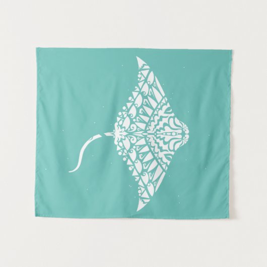 トライバルタトゥーマンタレイポリネシアスタイル タペストリー (正面(横))