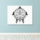 トライバルタートルシールドタトゥー キャンバスプリント (インサイチュ (ウッドフロア))