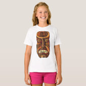 トライバルティキマスクポリネシアンスタイル Tシャツ (正面フル)