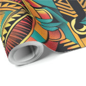 トライバルティール（緑がかった色）アステカ「ドリーム」アート装飾包装 ラッピングペーパー (ロールコーナー)