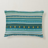 トライバルティール(緑がかった色)ブルーストライプパタンのアクセント枕 アクセントクッション (裏面)