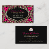 トライバルディバホットピンクブラック&金ゴールド名刺 名刺 (正面/裏面)