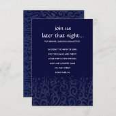 トライバルデザインバーバルミツワーパーティーカードブルー 招待状 (正面/裏面)