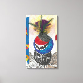 「トライバルデザインブルー」ファインアートキャンバス印刷 キャンバスプリント