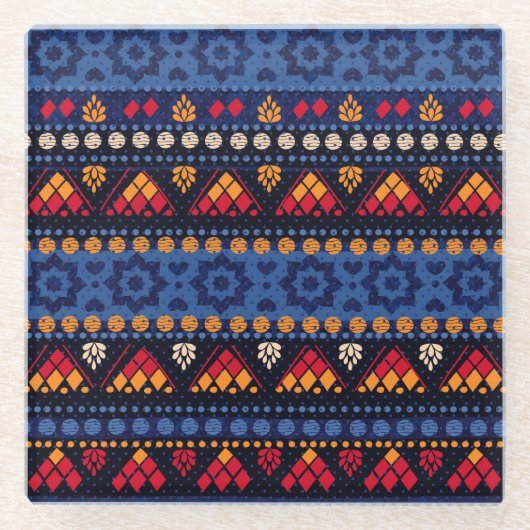 トライバルデザイン：多機能シームレスパターン。 ガラスコースター (正面)