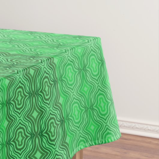 トライバルトロピカルウェーブグリーンライン幾何学的アート テーブルクロス (インサイチュ)