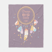 トライバルドリームキャッチャーボホパープル引用文 フリースブランケット (正面)