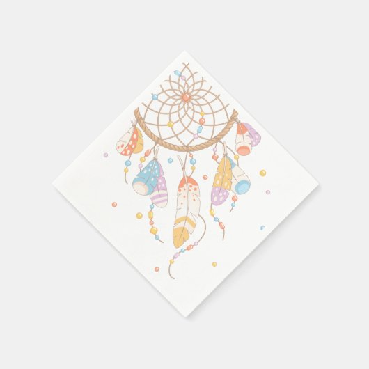 トライバルドリームキャッチャーボホベビー スタンダードカクテルナプキン (角)