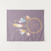 トライバルドリームキャッチャーボホ引用文パープル タペストリー (正面(横))