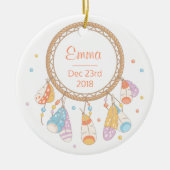 トライバルドリームキャッチャーボホ新生児キープサケ セラミックオーナメント (正面)