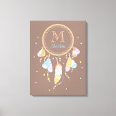 トライバルドリームキャッチャーBOHOブラウンモノグラムイニシャル キャンバスプリント (正面)