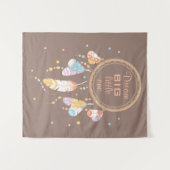 トライバルドリームキャッチャーBOHOブラウン引用文 タペストリー (正面(横))