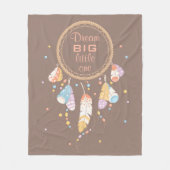 トライバルドリームキャッチャーBOHOブラウン引用文 フリースブランケット (正面)